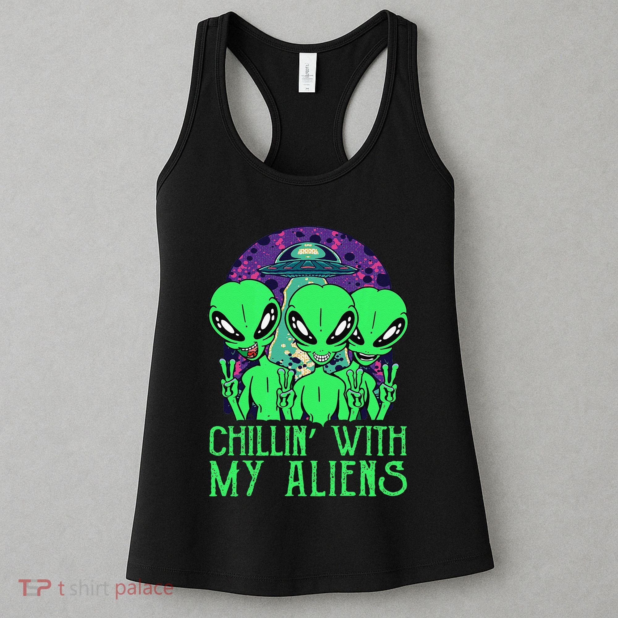 Chillin With My Aliens Group Halloween Women's Tank Top