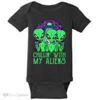 Chillin With My Aliens Group Halloween Baby Bodysuit thumb 0