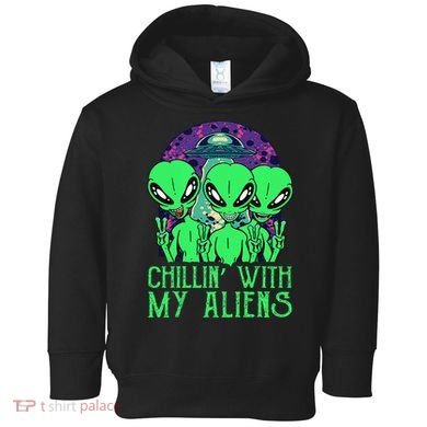 Chillin With My Aliens Group Halloween Toddler Hoodie