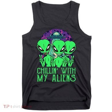 Chillin With My Aliens Group Halloween Tank Top