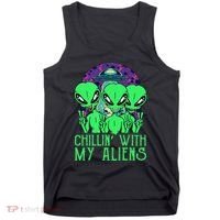 Chillin With My Aliens Group Halloween Tank Top thumb 0