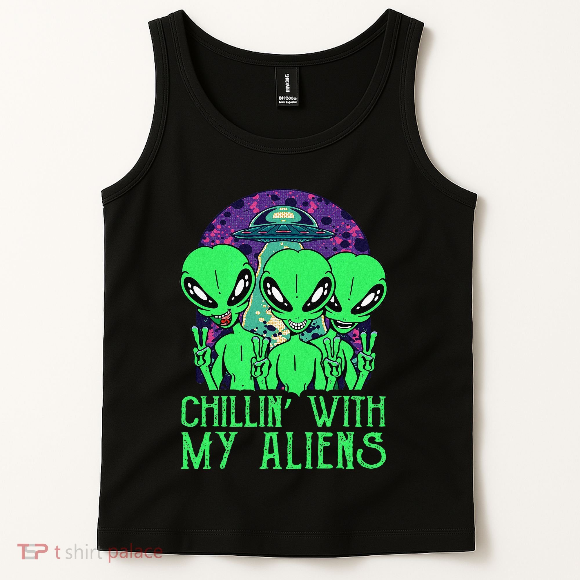 Chillin With My Aliens Group Halloween Tank Top