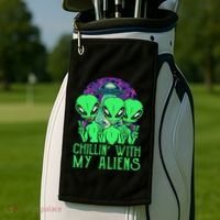 Chillin With My Aliens Group Halloween Golf Towel thumb 2