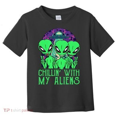 Chillin With My Aliens Group Halloween Toddler T-Shirt