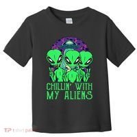 Chillin With My Aliens Group Halloween Toddler T-Shirt thumb 0