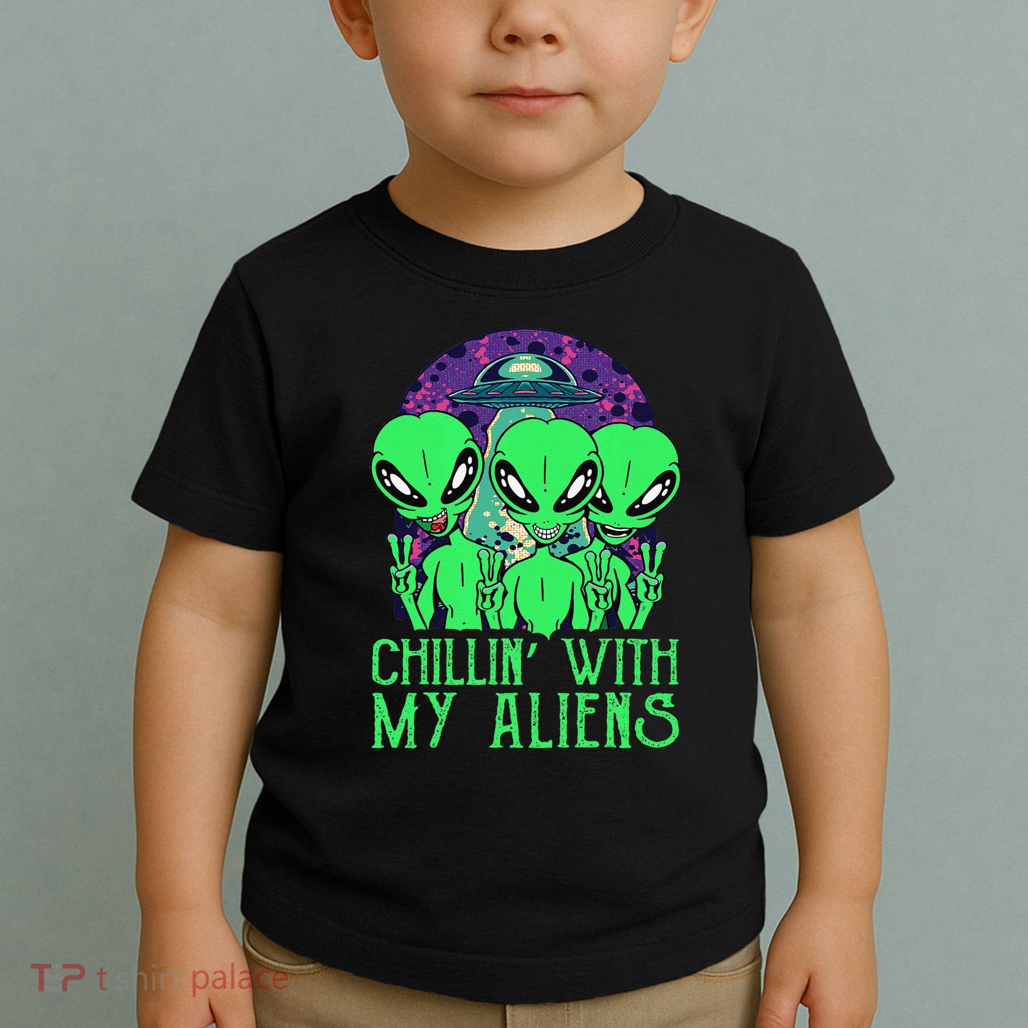 Chillin With My Aliens Group Halloween Toddler T-Shirt