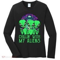Chillin With My Aliens Group Halloween Women's Long Sleeve Shirt thumb 0