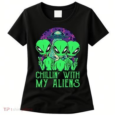 Chillin With My Aliens Group Halloween Women's T-Shirt