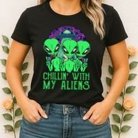 Chillin With My Aliens Group Halloween Women's T-Shirt thumb 2