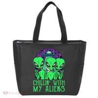 Chillin With My Aliens Group Halloween Tote Bag thumb 0