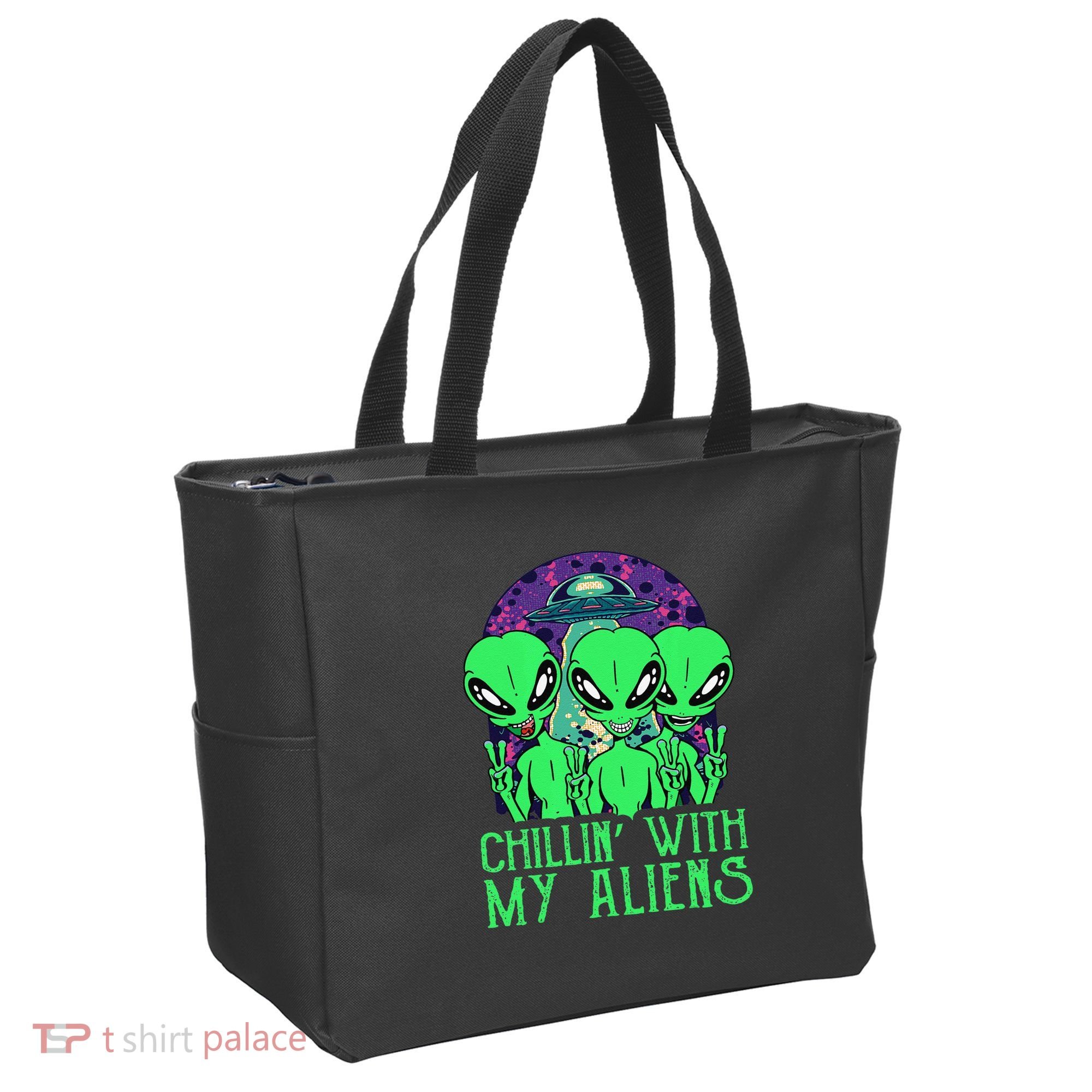 Chillin With My Aliens Group Halloween Tote Bag