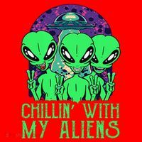 Chillin With My Aliens Group Halloween Santa Hat thumb 1