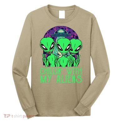 Chillin With My Aliens Group Halloween Long Sleeve Shirt