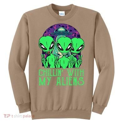 Chillin With My Aliens Group Halloween Sweatshirt