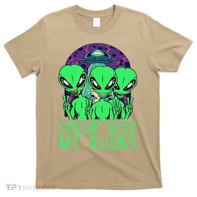 Chillin With My Aliens Group Halloween T-Shirt