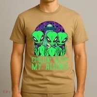 Chillin With My Aliens Group Halloween T-Shirt thumb 3