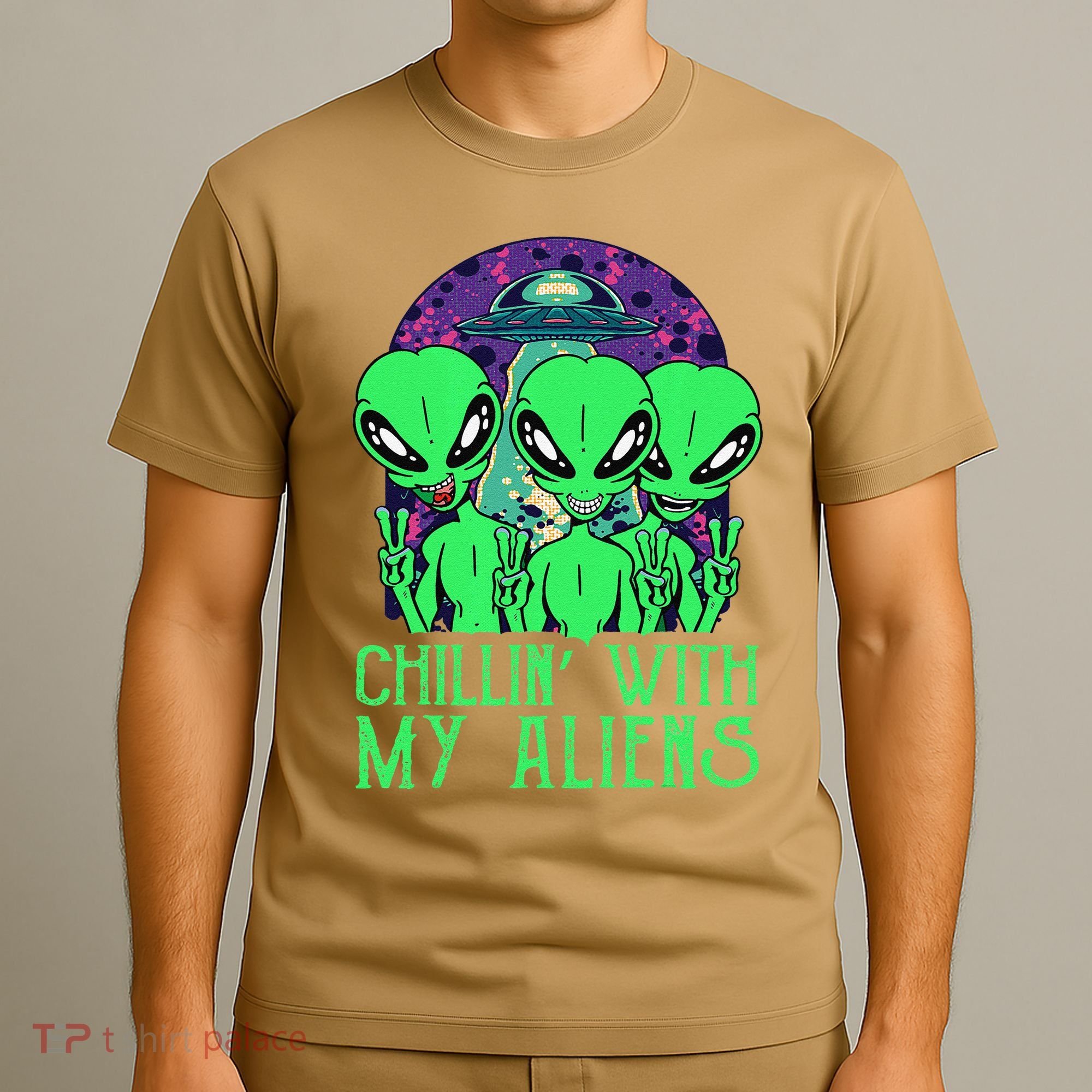 Chillin With My Aliens Group Halloween T-Shirt