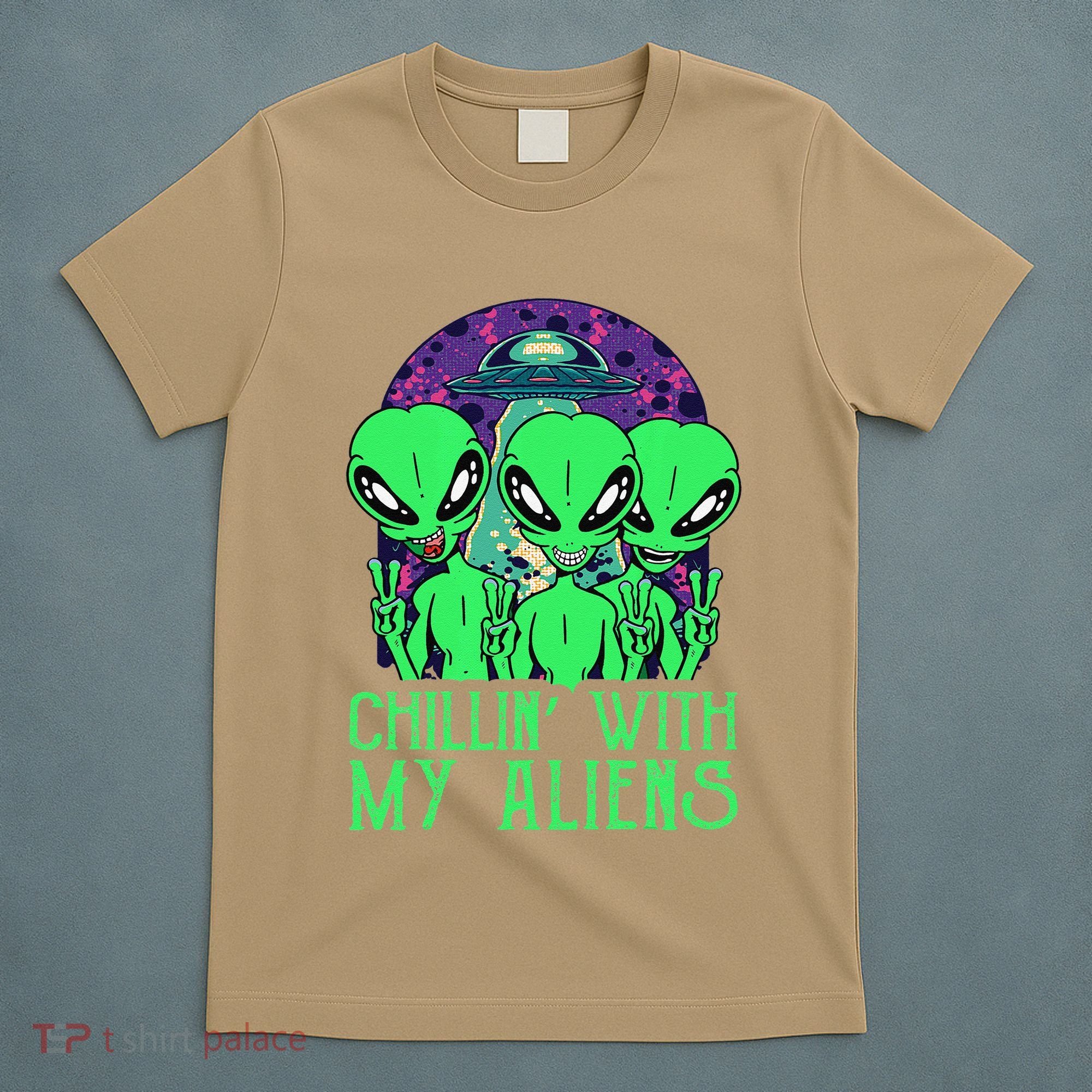 Chillin With My Aliens Group Halloween T-Shirt