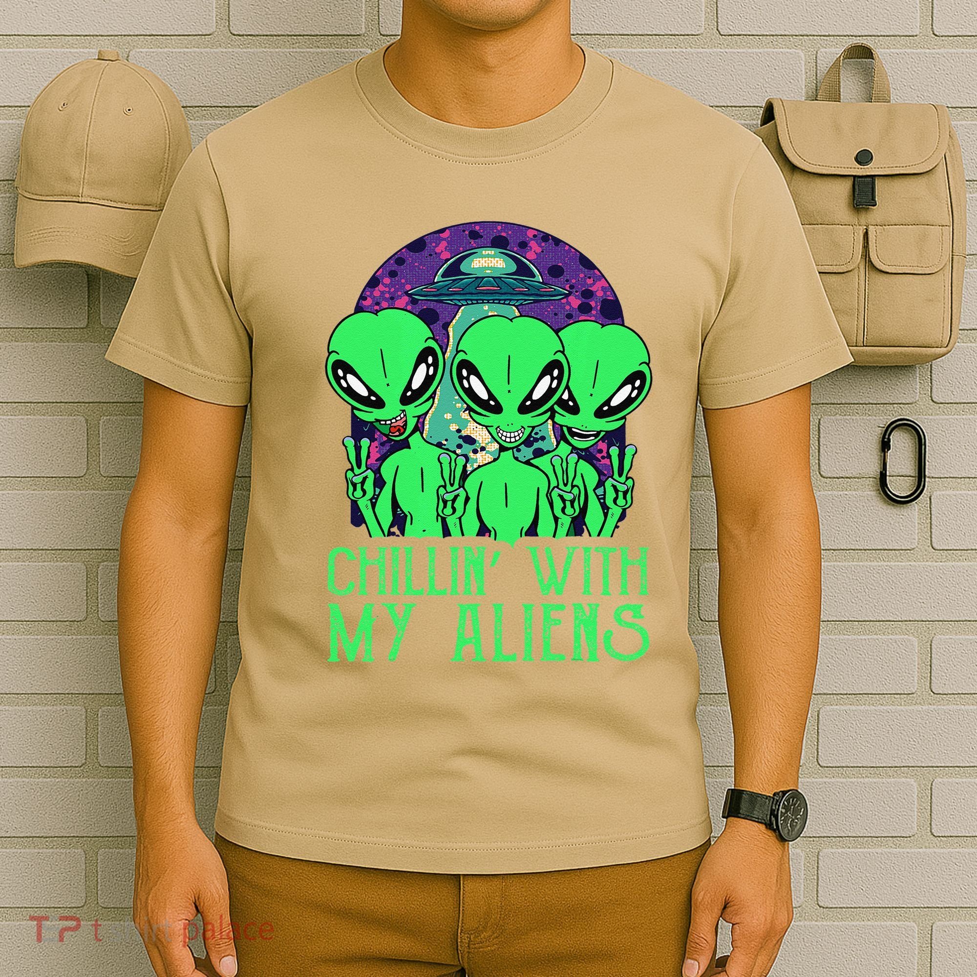 Chillin With My Aliens Group Halloween T-Shirt