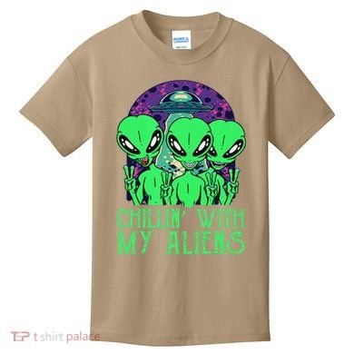 Chillin With My Aliens Group Halloween Kids T-Shirt