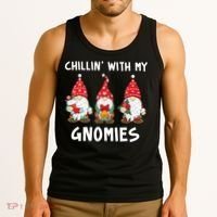 Chillin With My Gnomies Christmas Holiday Tank Top thumb 3