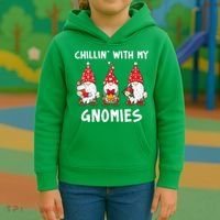 Chillin With My Gnomies Christmas Holiday Kids Hoodie thumb 3