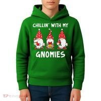 Chillin With My Gnomies Christmas Holiday Kids Hoodie thumb 4