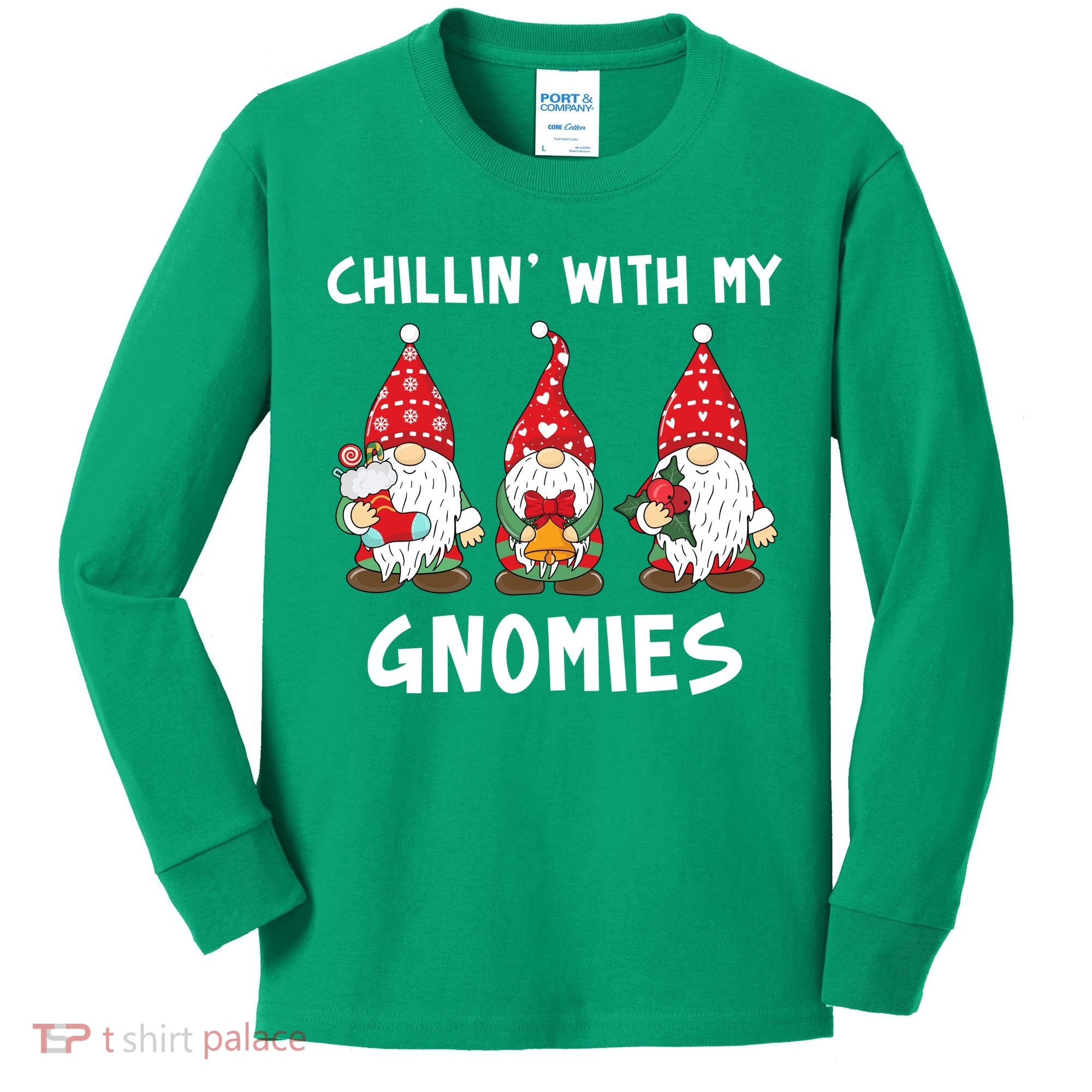 Chillin With My Gnomies Christmas Holiday Kids Long Sleeve Shirt