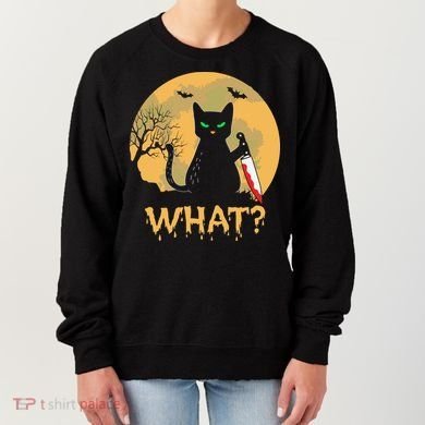 Cat What Murderous Black Cat Halloween Day Women's Sweatshirt