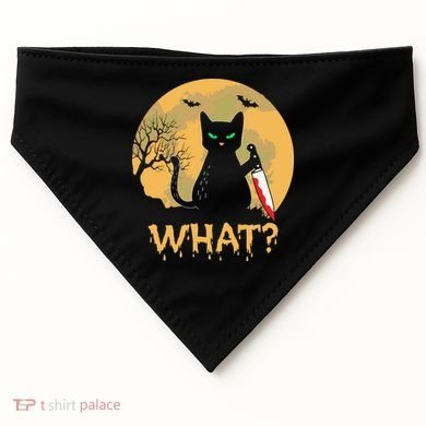 Cat What Murderous Black Cat Halloween Day USA-Made Doggie Bandana