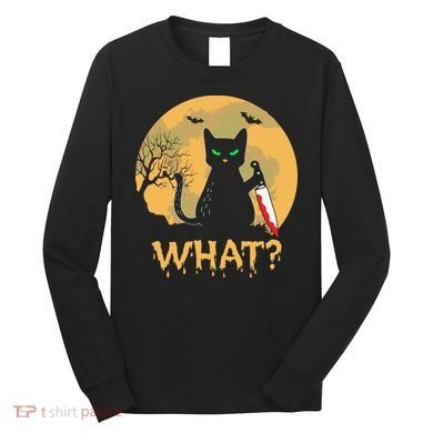 Cat What Murderous Black Cat Halloween Day Long Sleeve Shirt