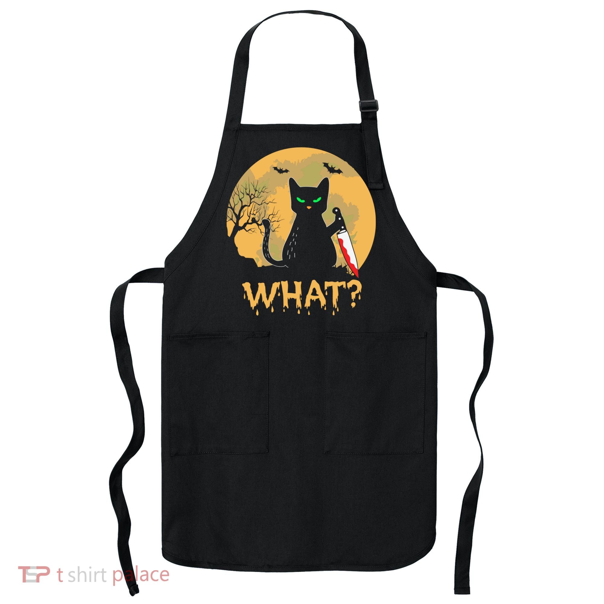 Cat What Murderous Black Cat Halloween Day Apron