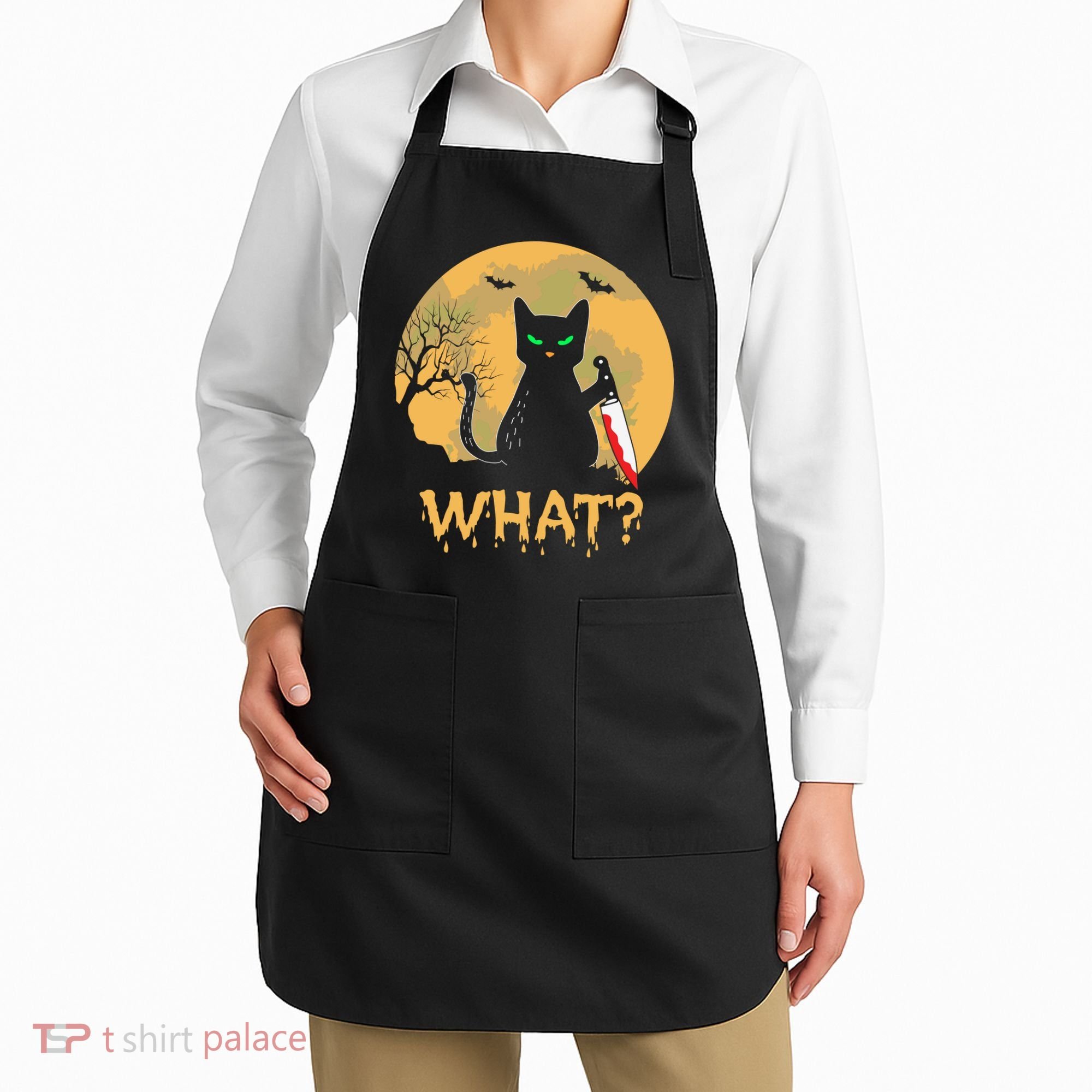 Cat What Murderous Black Cat Halloween Day Apron