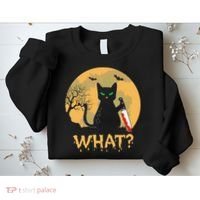 Cat What Murderous Black Cat Halloween Day Sweatshirt thumb 2