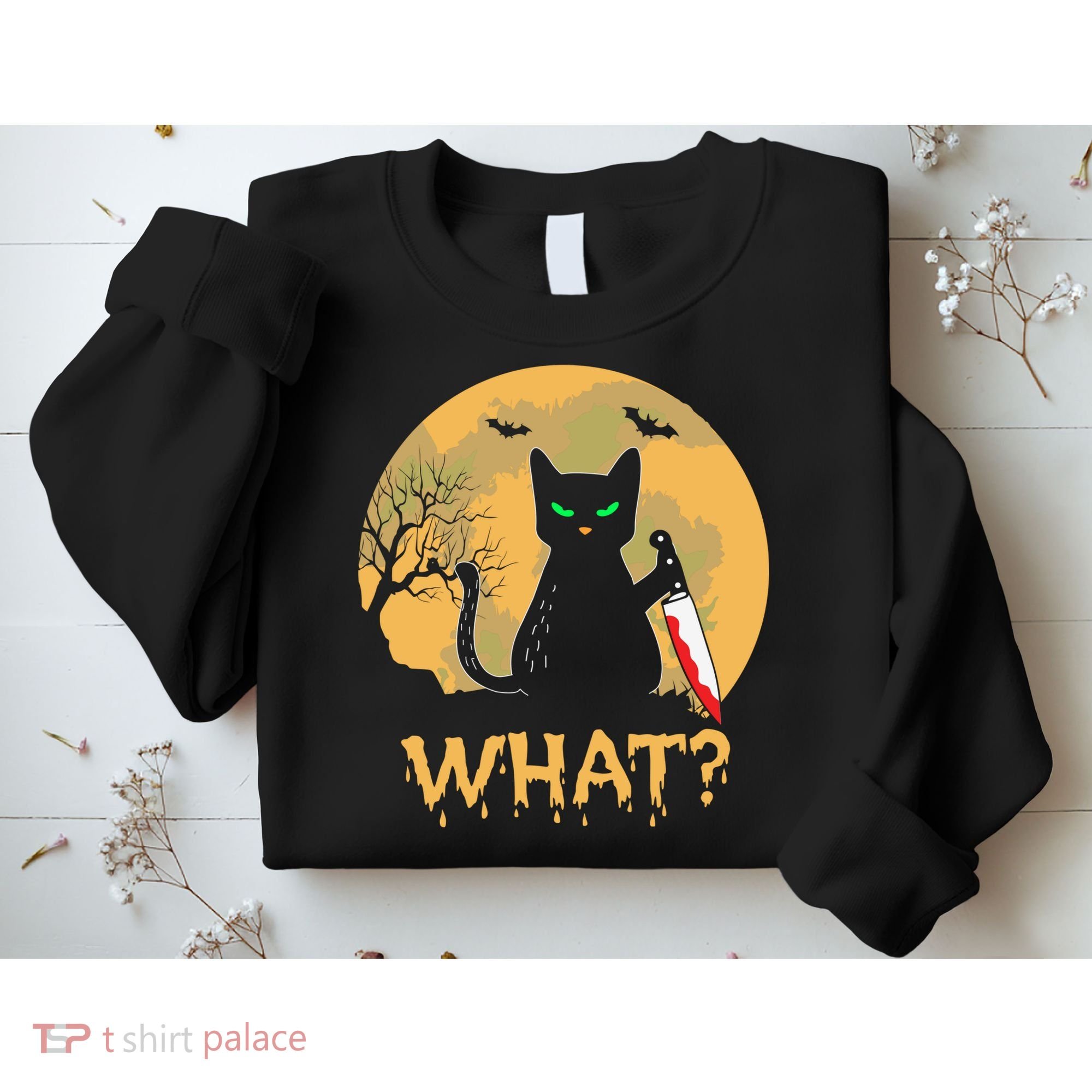 Cat What Murderous Black Cat Halloween Day Sweatshirt