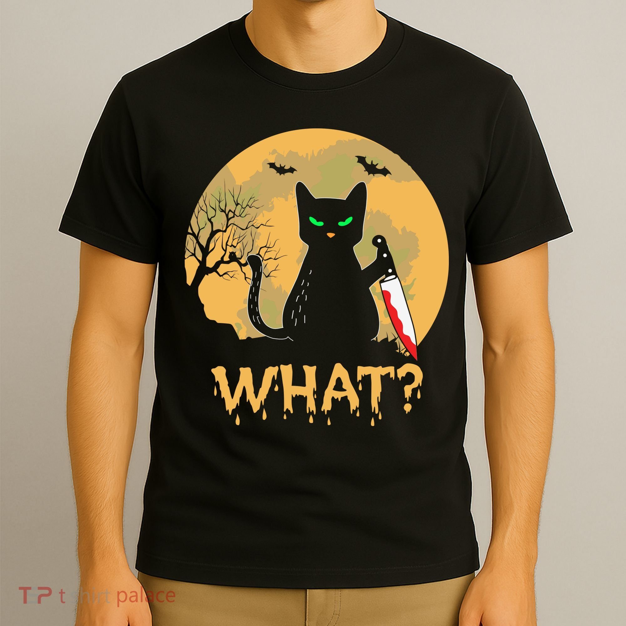 Cat What Murderous Black Cat Halloween Day T-Shirt