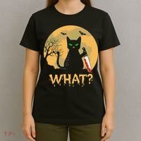 Cat What Murderous Black Cat Halloween Day T-Shirt thumb 4