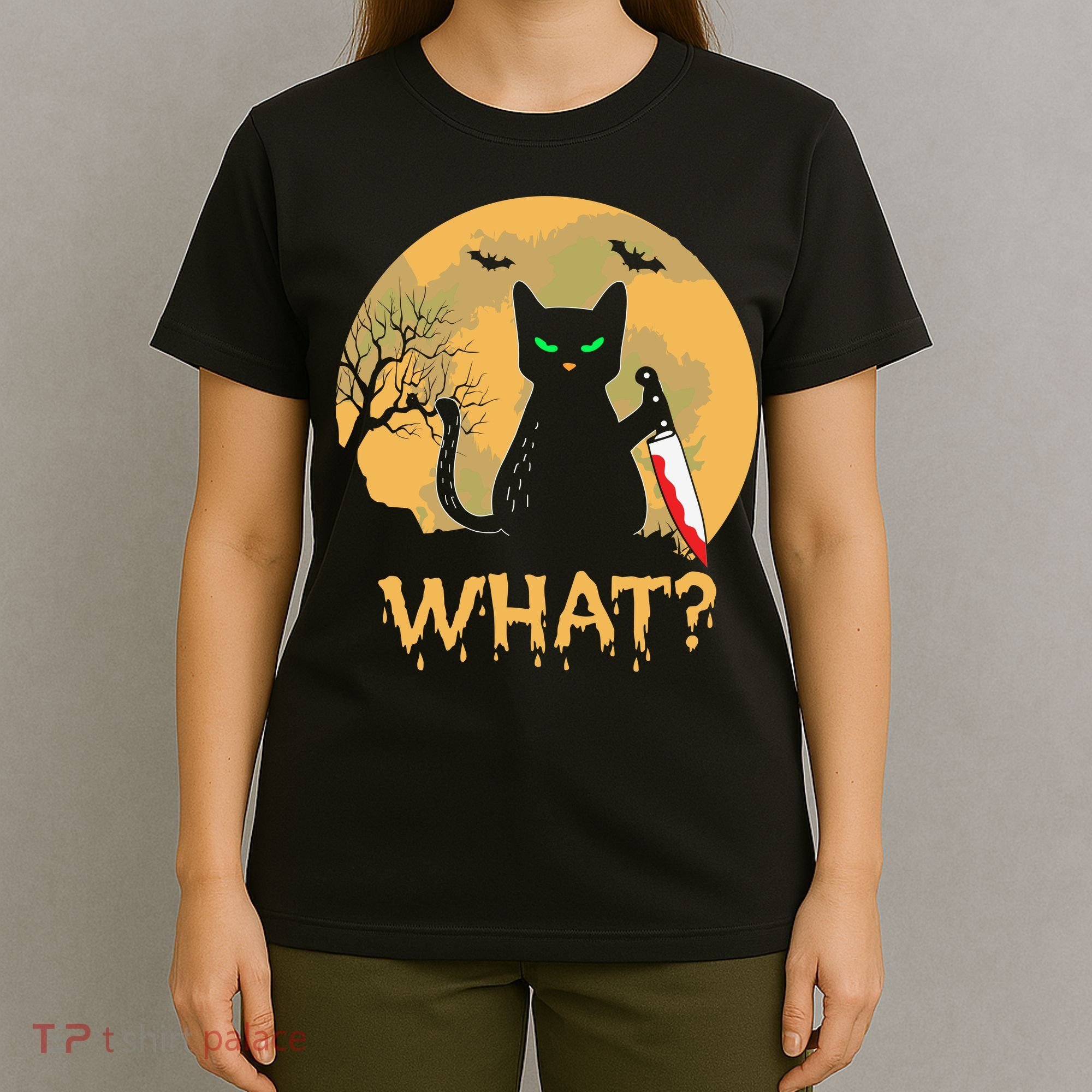 Cat What Murderous Black Cat Halloween Day T-Shirt