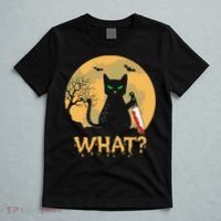 Cat What Murderous Black Cat Halloween Day T-Shirt thumb 5