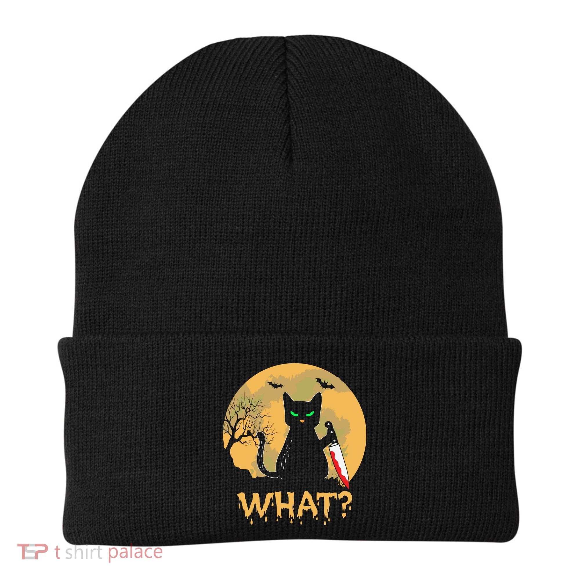 Cat What Murderous Black Cat Halloween Day Beanie