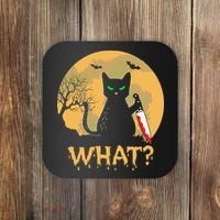 Cat What Murderous Black Cat Halloween Day Coaster thumb 0