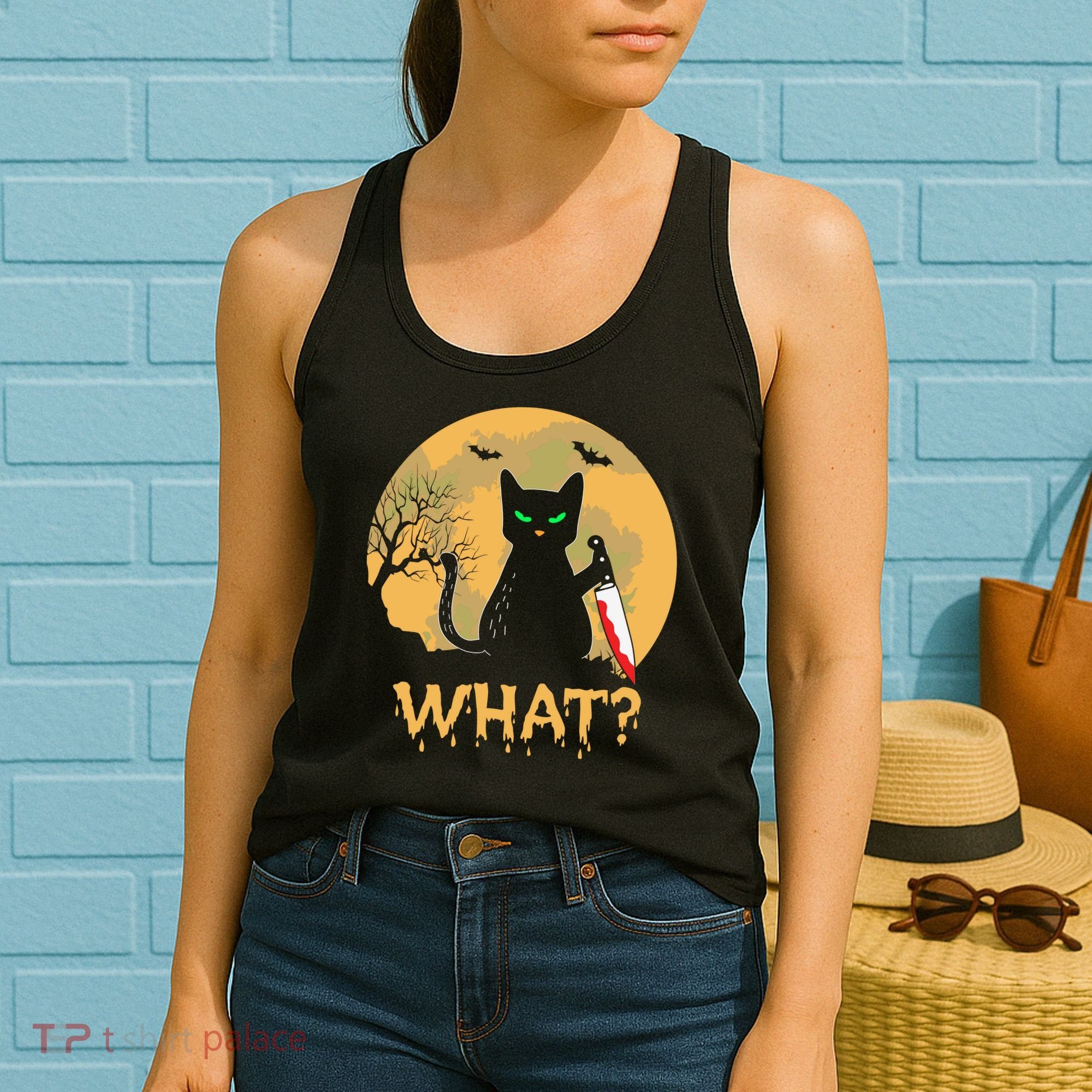 Cat What Murderous Black Cat Halloween Day Women's Tank Top