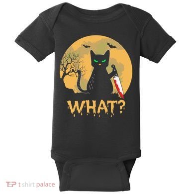 Cat What Murderous Black Cat Halloween Day Baby Bodysuit