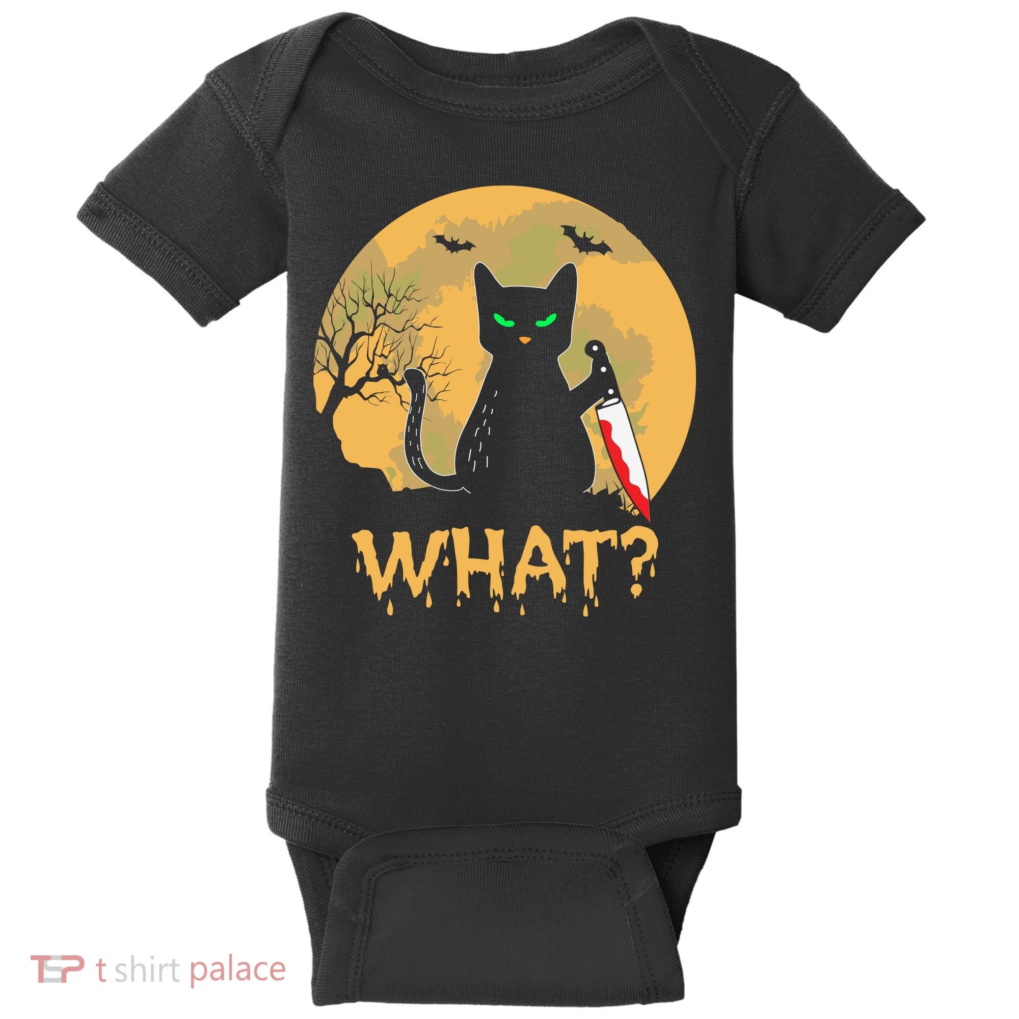 Cat What Murderous Black Cat Halloween Day Baby Bodysuit