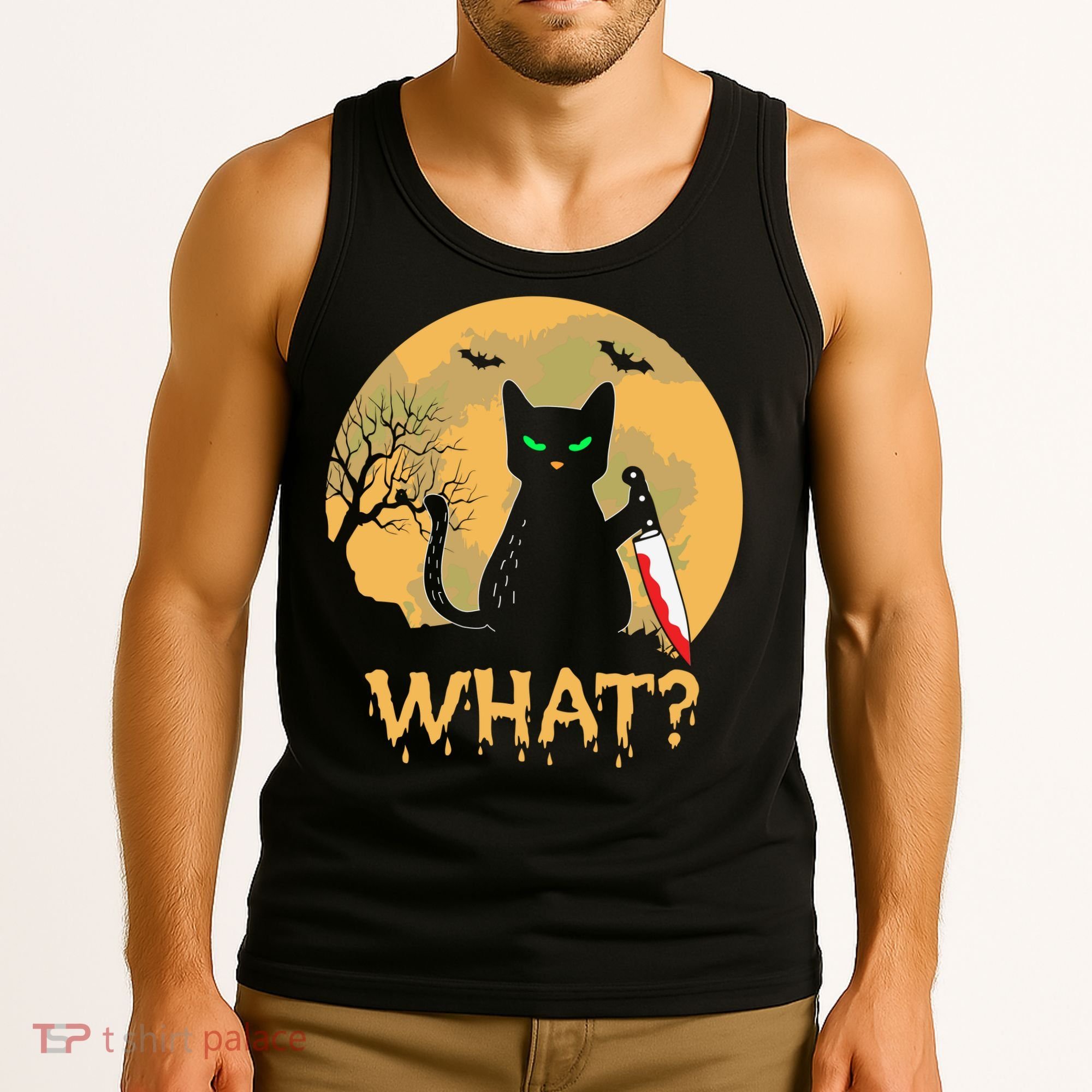 Cat What Murderous Black Cat Halloween Day Tank Top
