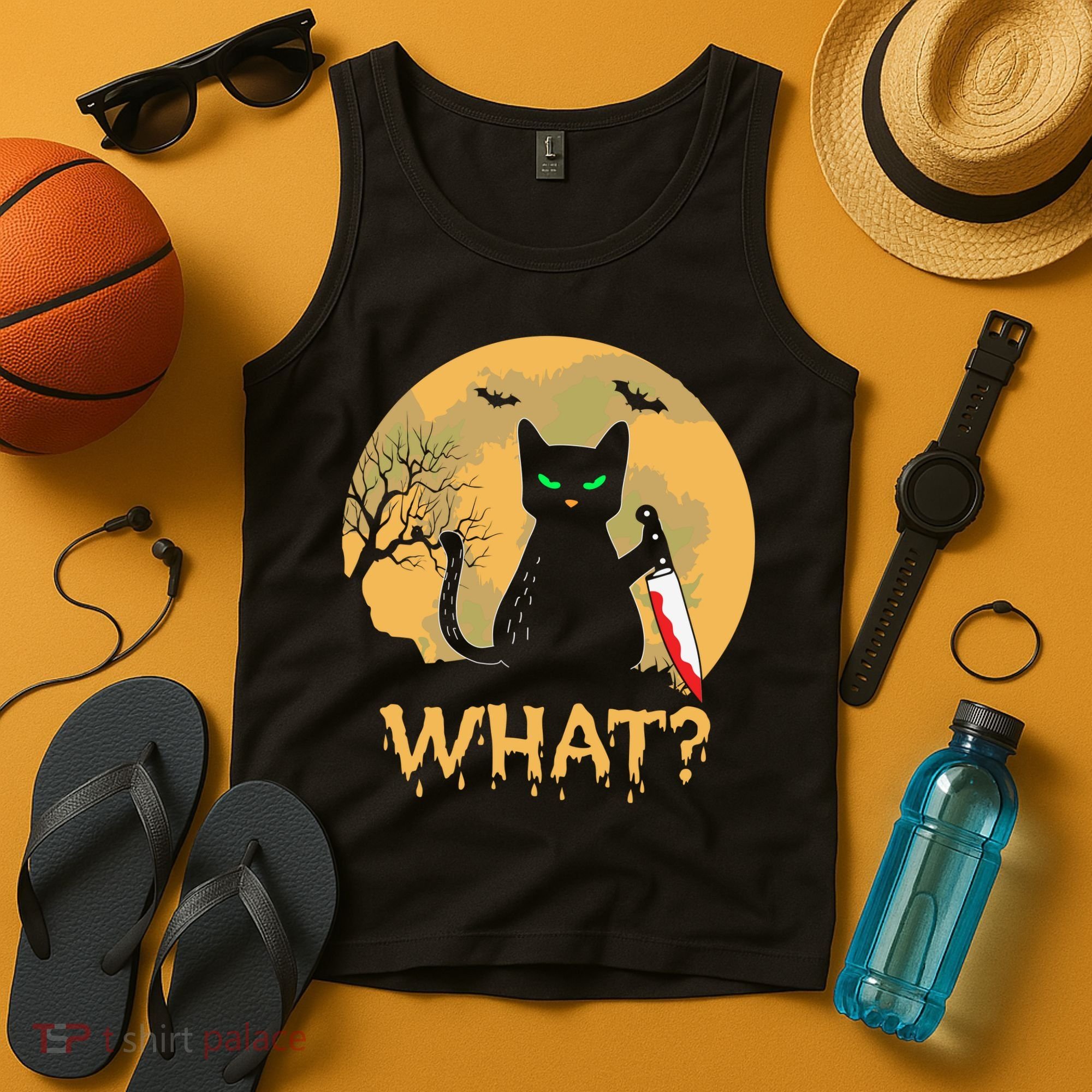 Cat What Murderous Black Cat Halloween Day Tank Top