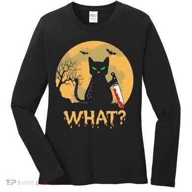 Cat What Murderous Black Cat Halloween Day Women's Long Sleeve Shirt