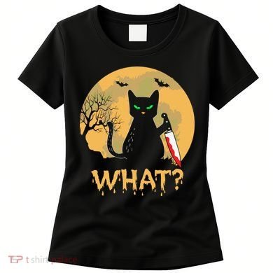 Cat What Murderous Black Cat Halloween Day Women's T-Shirt
