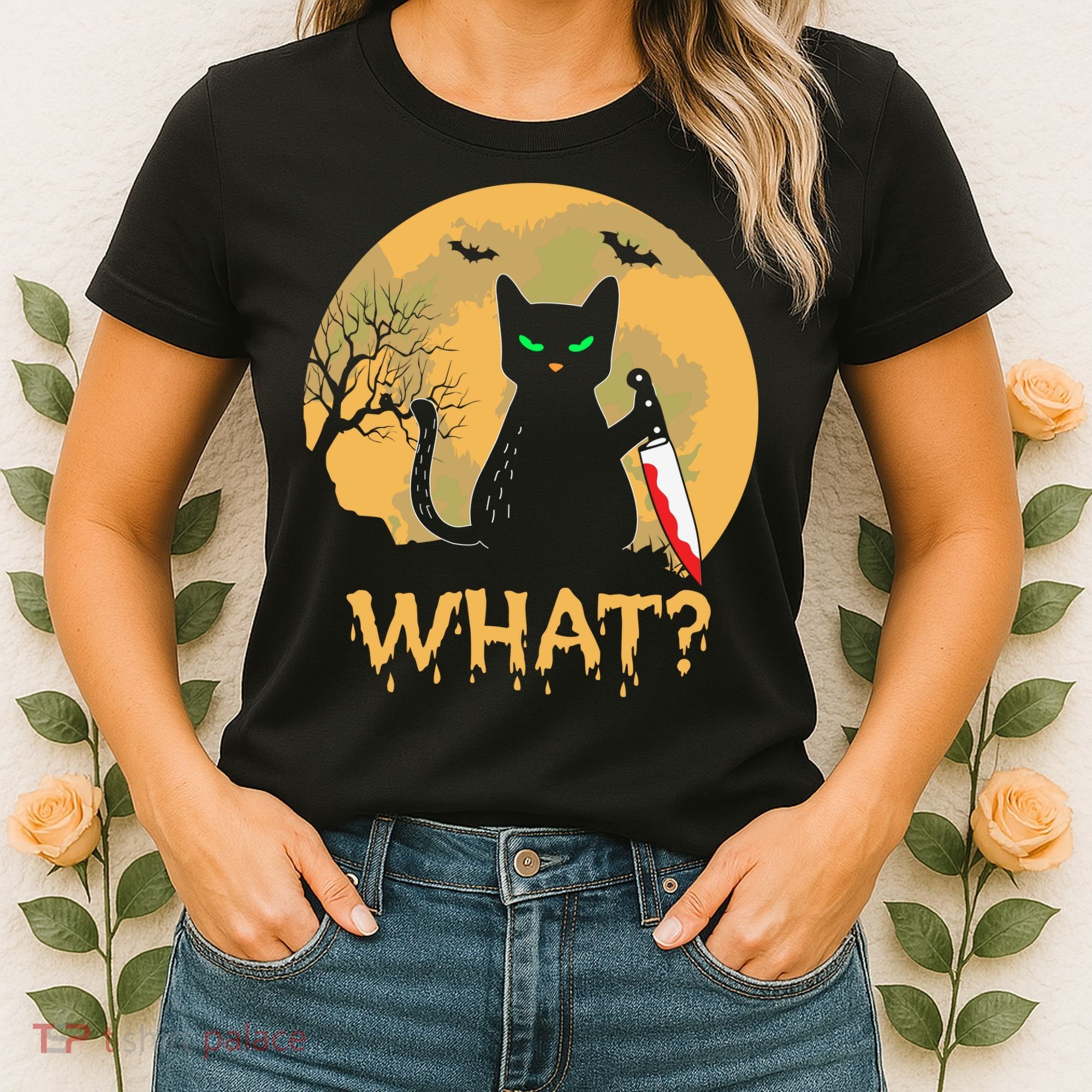 Cat What Murderous Black Cat Halloween Day Women's T-Shirt