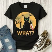 Cat What Murderous Black Cat Halloween Day Women's T-Shirt thumb 3